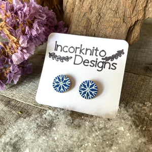 Snowflake Stud Earrings - Christmas Natural Cork Jewellery - Incorknito Designs