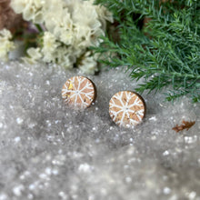 Load image into Gallery viewer, Snowflake Stud Earrings - Christmas Natural Cork Jewellery - Incorknito Designs
