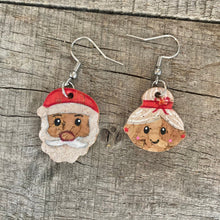 Load image into Gallery viewer, Mr and Mrs Claus Hook Earrings - Christmas Natural Cork Jewellery - Incorknito Designs - Santa Claus
