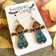 Load image into Gallery viewer, Scarecrow Hook Earrings - Natural and White - Natural Cork Jewellery - Incorknito Designs
