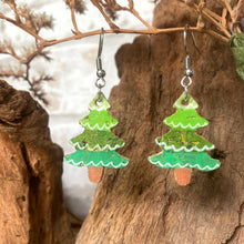 Load image into Gallery viewer, Christmas Tree Hook Earrings (Large) - Christmas Natural Cork Jewellery - Incorknito Designs
