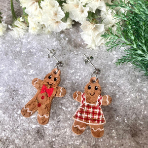 Mr and Mrs Gingerbread Man Ball Stud Earrings - Christmas Natural Cork Jewellery - Incorknito Designs