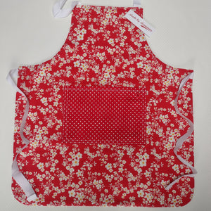 Childrens Apron - Kids Pinny - Red Floral - Made by Marianne Gifts