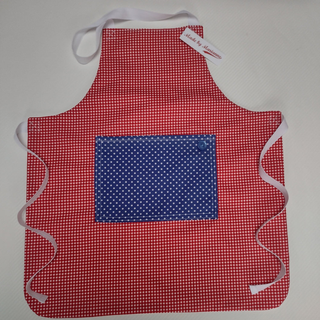 Childrens Apron - Kids Pinny - Red Check - Made by Marianne Gifts