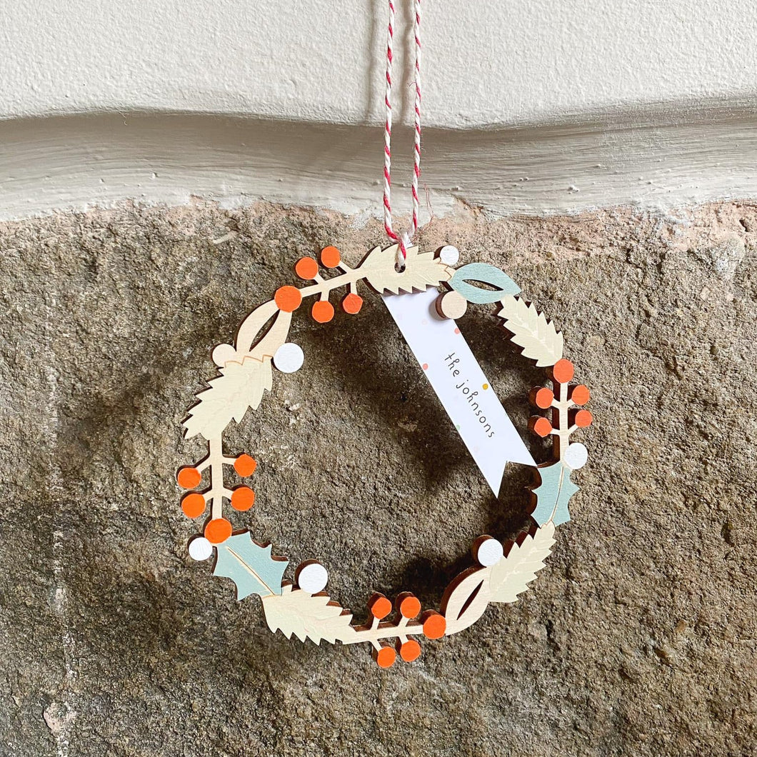 Christmas Wreath Decoration - Wooden Christmas Decoration - Squirrelbandit