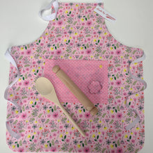 Load image into Gallery viewer, Childrens Baking Set - Kids Pinny - Pink and Yellow Floral - Made by Marianne Gifts
