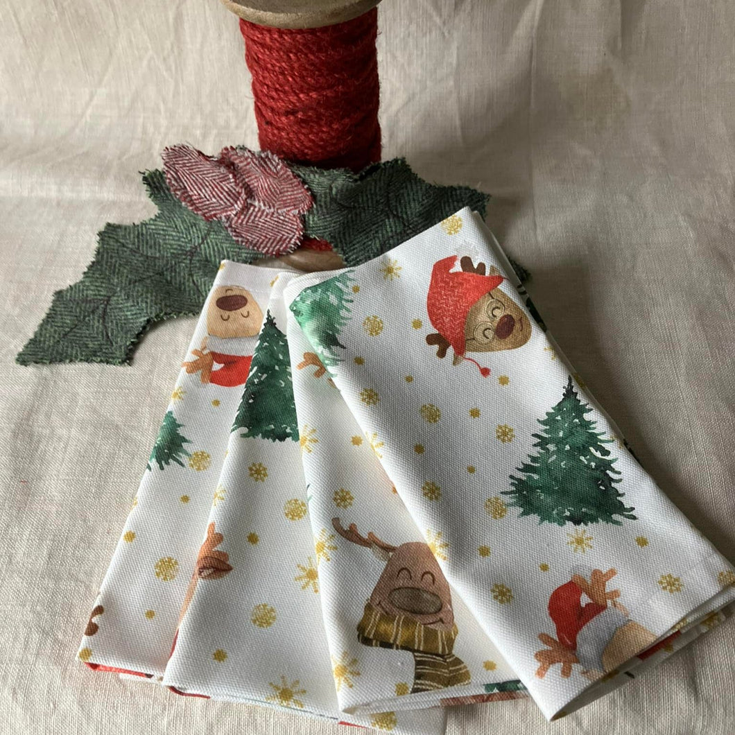 Fabric Napkin Set - Christmas Print - Kitsch-Ina