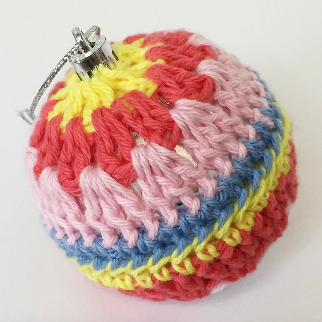Crochet Christmas Bauble - Red/Pink/Blue/Yellow - Robins and Rainbows