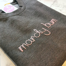 Load image into Gallery viewer, Embroidered Sweater - Grey - Mardy Bum - Pink or Black Embroidery - JordanLovellA
