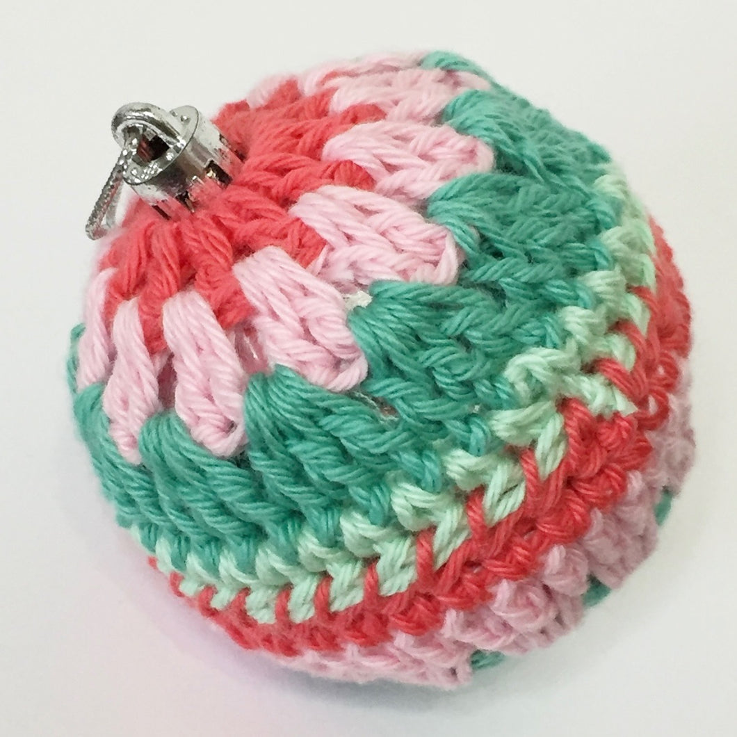 Crochet Christmas Bauble - Pink/Red/Green - Robins and Rainbows