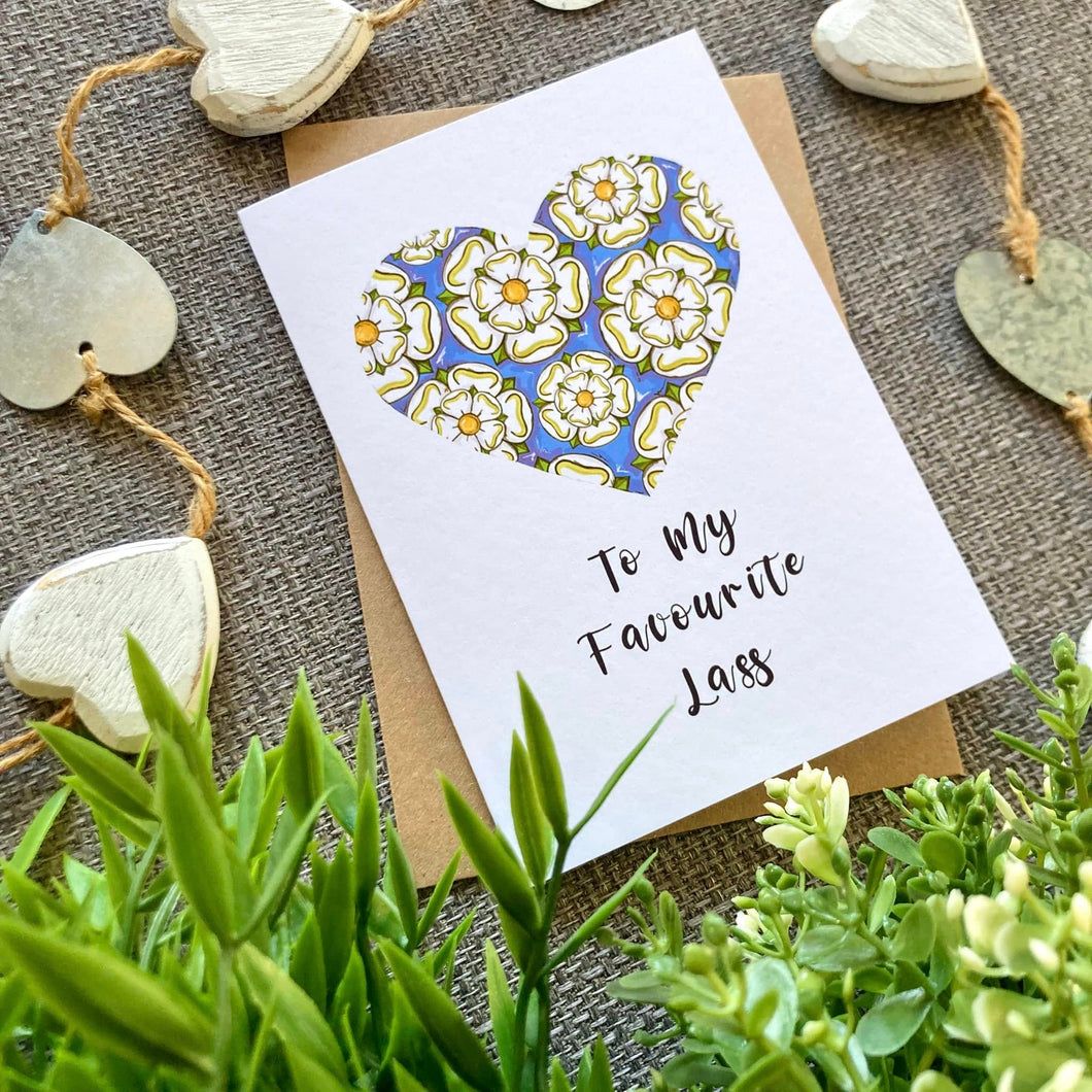 To My Favourite Lass - Yorkshire Valentine / Greetings Card - HD Designs