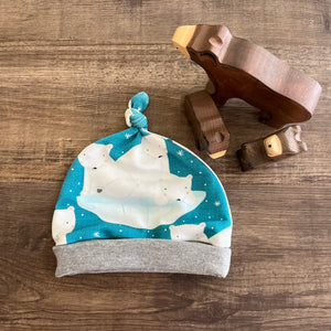 Knotted baby hat - 3-6 Month - Polar Bears - Three Bear Clothing