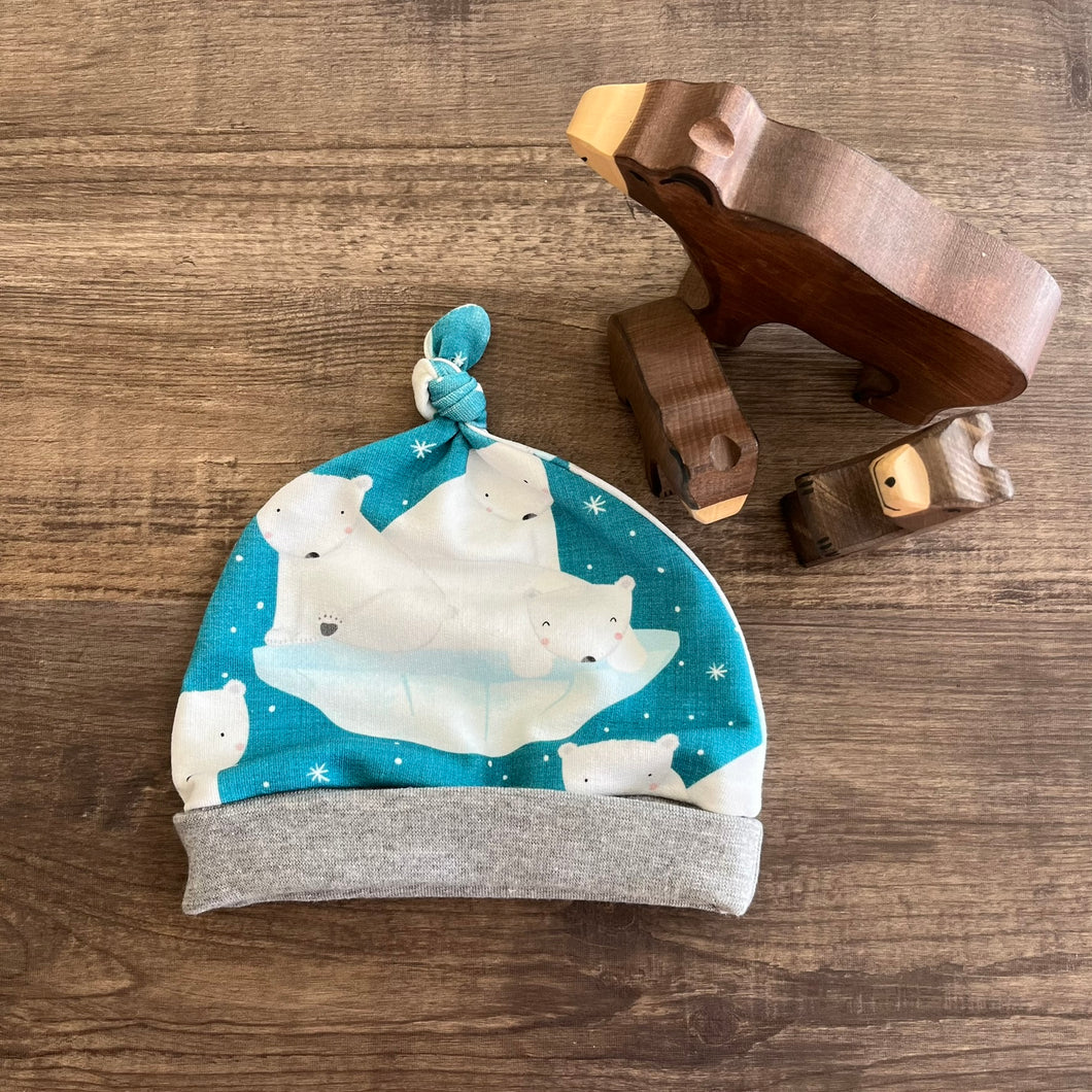 Knotted baby hat - 3-6 Month - Polar Bears - Three Bear Clothing