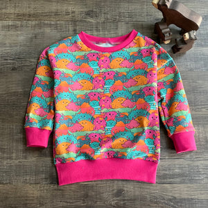 Jumper - Slouchy Sleeves - Little Monsters - Pink - Three Bear Clothing