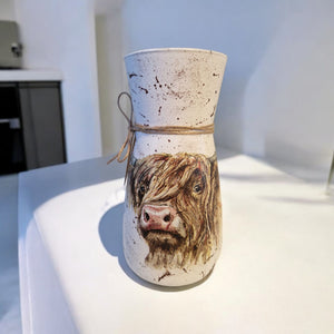 Decoupaged Vase - Highland Cow - Wonderwall Art - COLLECTION ONLY