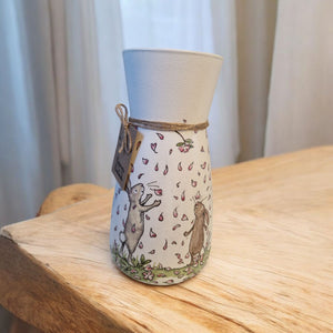 Decoupaged Vase - Spring Hares - Wonderwall Art - COLLECTION ONLY