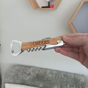 Waiters Friend - Cheers - Laser Engraved Bamboo And Stainless Steel - Fred & Bo