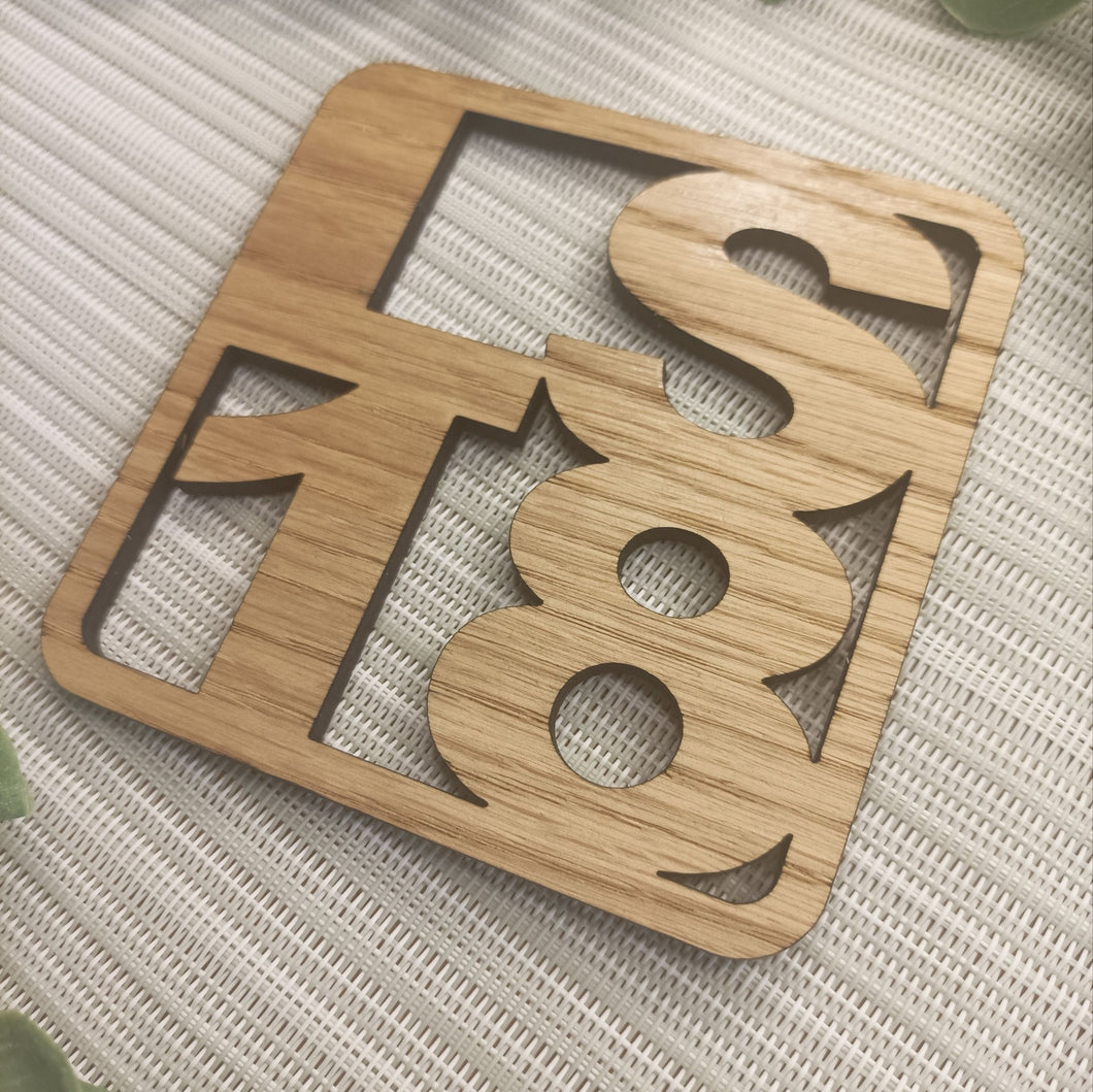 Wooden Laser Cut Coaster - LS18 - Horsforth Post Code - Fred & Bo