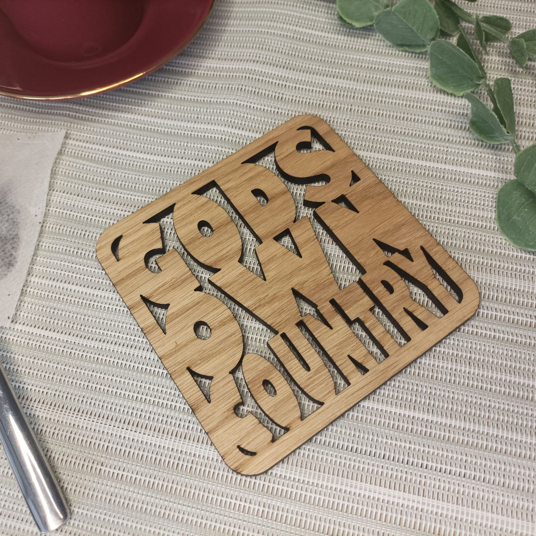 Wooden Laser Cut Coaster - Gods Own Country - Yorkshire Gift - Fred & Bo