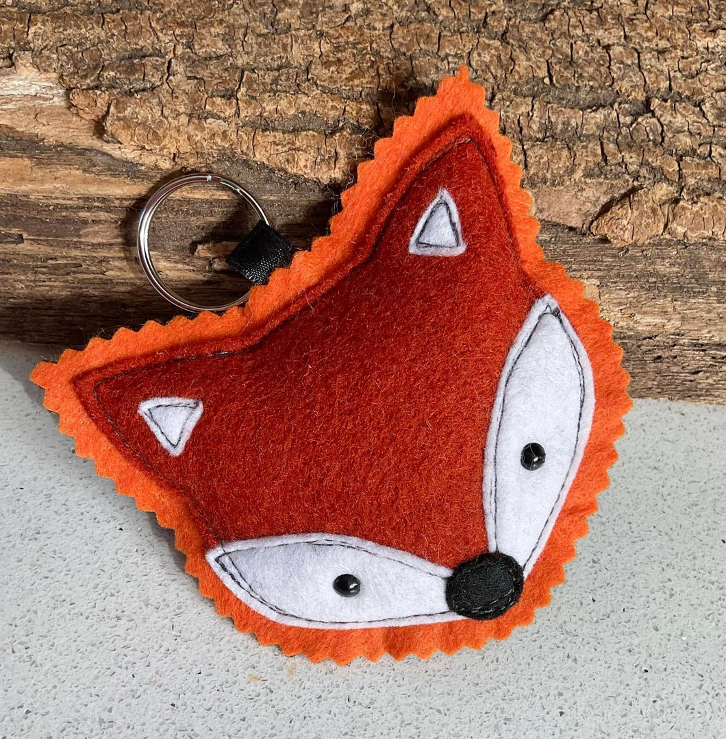 Fox Face Key Ring - Felt Fox - Quirky Threads Art