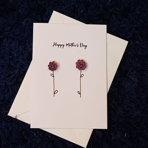 Greetings Card - Happy Mothers Day - Purple Hand Rolled Paper Roses - Flowers by Laurzy