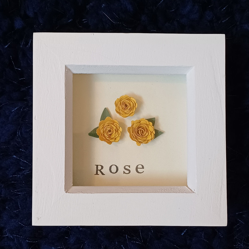 Flower Frame - Yellow Roses - Hand crafted Paper Flower - Flowers by Laurzy