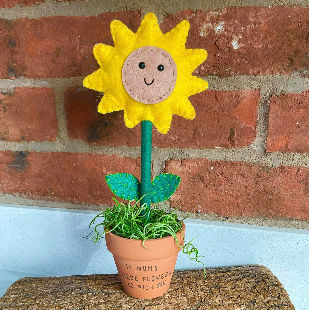 Felt Sunflower - If Mums were Flowers I'd Pick You - Quirky Threads Art