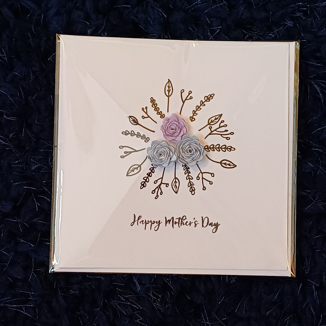 Greetings Card - Happy Mothers Day - Hand Rolled Paper Roses Bouquet - Flowers by Laurzy