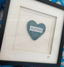 Load image into Gallery viewer, Framed Yorkshire Tweed Heart - Wazzock - Quirky Threads Art
