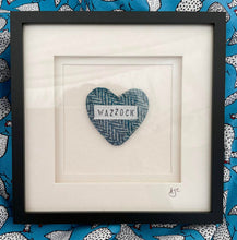Load image into Gallery viewer, Framed Yorkshire Tweed Heart - Wazzock - Quirky Threads Art

