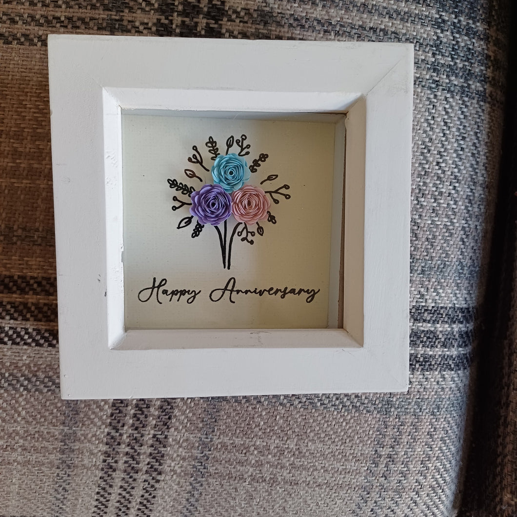 Flower Frame - Anniversary Bouquet - Hand crafted Paper Flower - Flowers by Laurzy