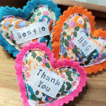Load image into Gallery viewer, Pocket Hug - Fabric Heart Hugs with lots of sayings - Quirky Threads Art
