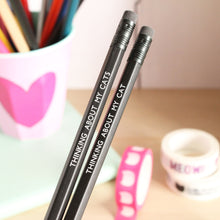 Load image into Gallery viewer, Pencil - Thinking About My Cat / Cats - Cat Lovers - Purple Tree Designs
