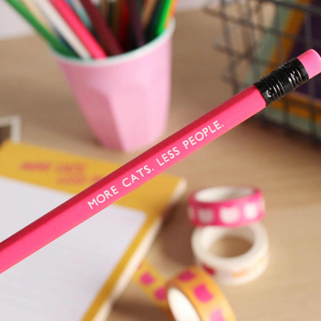 Pencil - More Cats, Less People - Cat Lovers - Purple Tree Designs