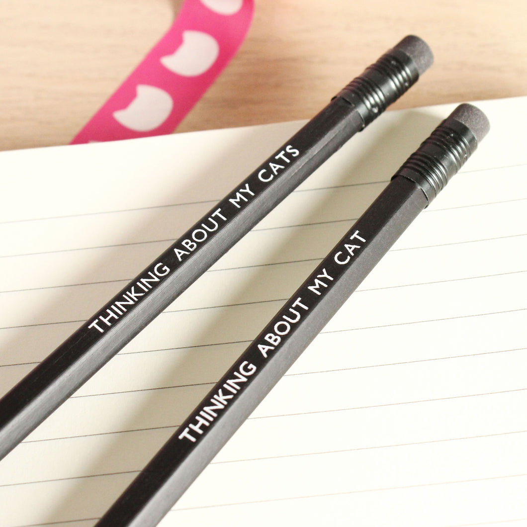 Pencil - Thinking About My Cat / Cats - Cat Lovers - Purple Tree Designs