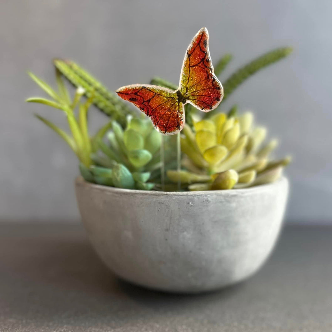Butterfly - Small Glass Plant Stake - Fused Glass - Twice Fired
