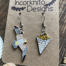 Load image into Gallery viewer, Seagull and Chips Hook Earrings - Natural Cork Jewellery - Incorknito Designs
