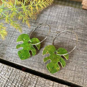 Monstera Hoop Earrings - Natural Cork Jewellery - Incorknito Designs