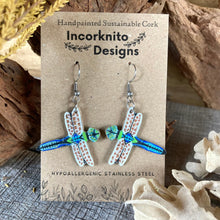 Load image into Gallery viewer, Dragonfly Hook Earrings - Natural Cork Jewellery - Incorknito Designs
