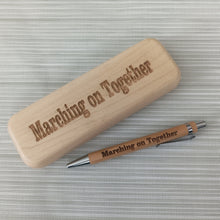 Load image into Gallery viewer, Engraved Bamboo Pen and Matching Pen Case - Marching On Together - Leeds United - Fred &amp; Bo
