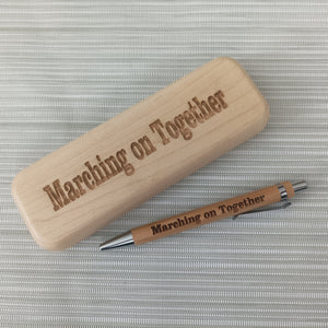 Engraved Bamboo Pen and Matching Pen Case - Marching On Together - Leeds United - Fred & Bo