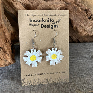 Daisy Hook Earrings - Natural Cork Jewellery - Incorknito Designs