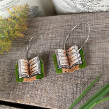 Load image into Gallery viewer, Green Book Hoop Earrings - Natural Cork Jewellery - Incorknito Designs
