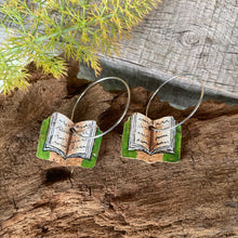 Load image into Gallery viewer, Green Book Hoop Earrings - Natural Cork Jewellery - Incorknito Designs
