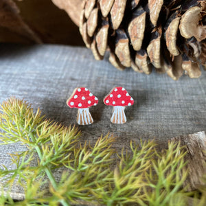 Toadstool Stud Earrings - Natural Cork Jewellery - Incorknito Designs
