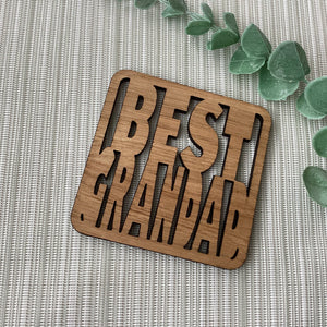 Wooden Laser Cut Coaster - Best Grandad - Father's Day - Fred & Bo