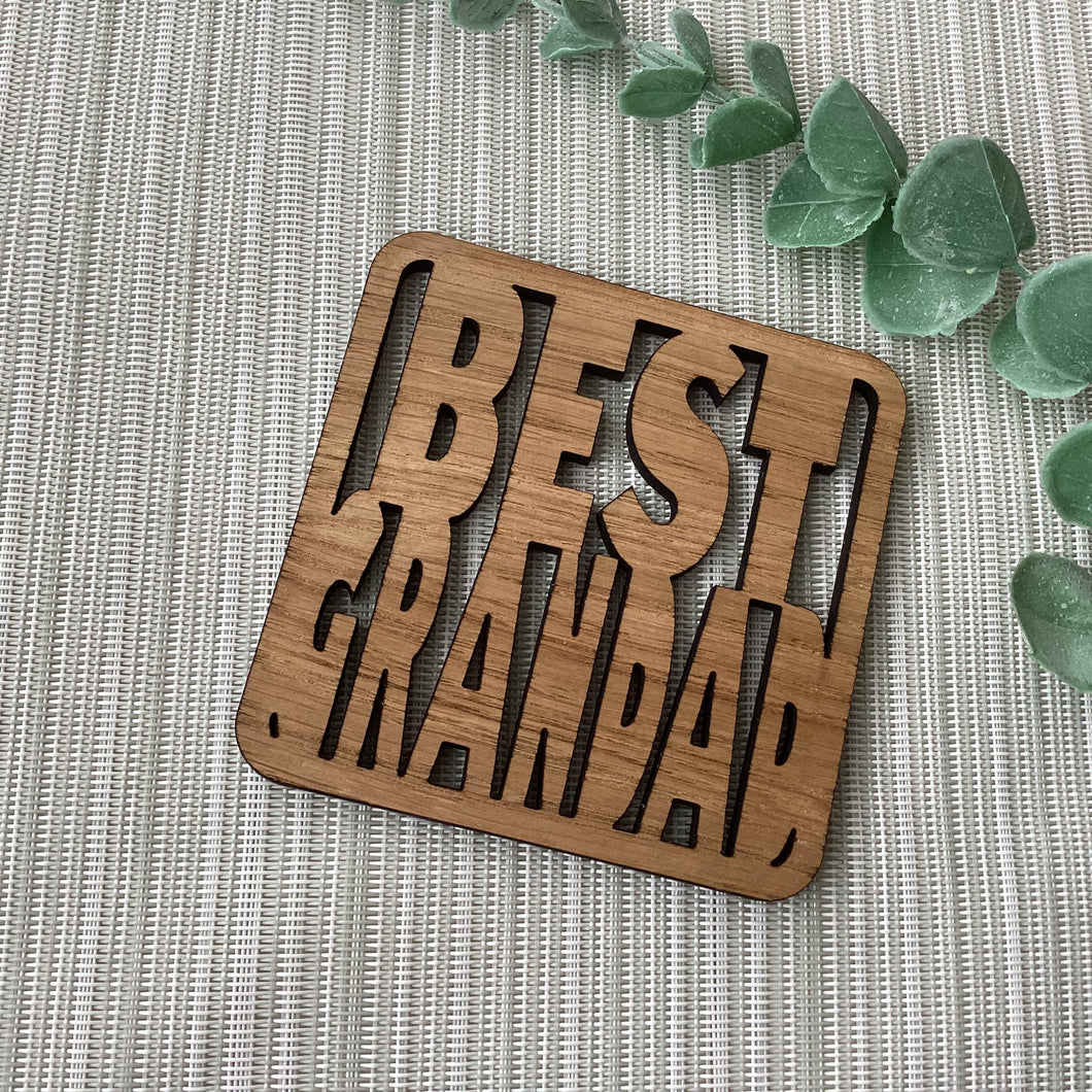 Wooden Laser Cut Coaster - Best Grandad - Father's Day - Fred & Bo