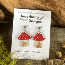 Load image into Gallery viewer, Red Toadstool Ball Stud Earrings - Natural Cork Jewellery - Incorknito Designs
