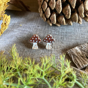 Toadstool Stud Earrings - Natural Cork Jewellery - Incorknito Designs