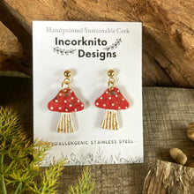 Load image into Gallery viewer, Red Toadstool Ball Stud Earrings - Natural Cork Jewellery - Incorknito Designs
